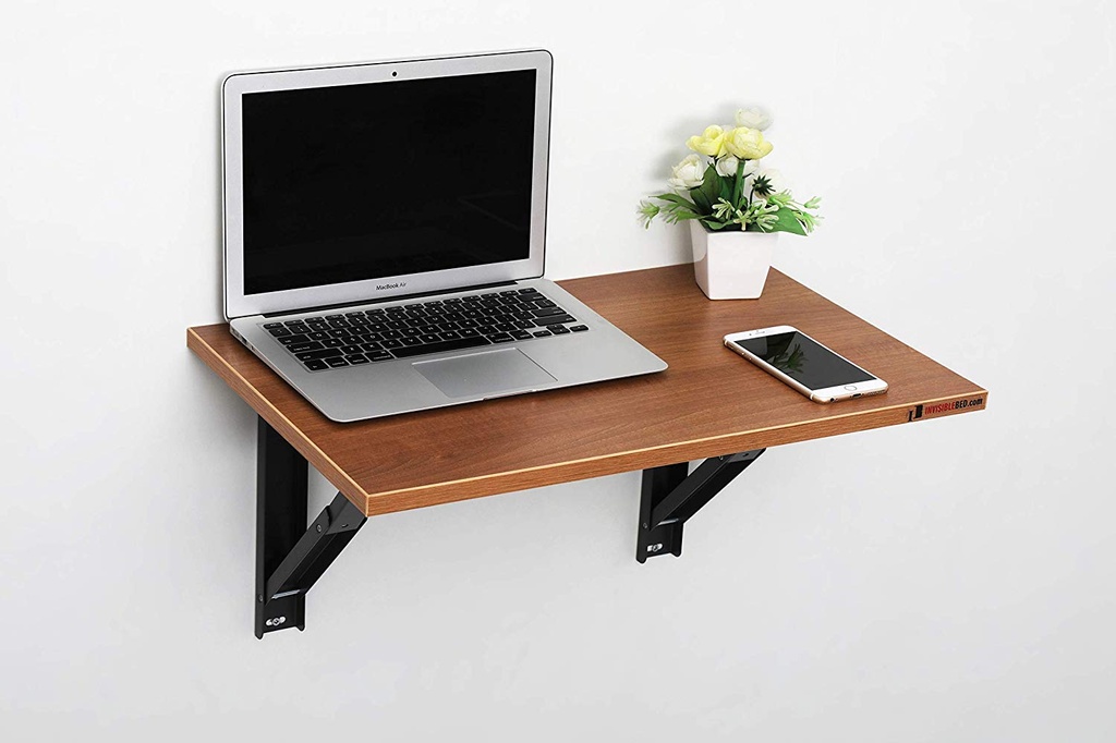 INVISIBLE BED Wall Mounted Foldable Laptop Study Computer Desk for Office/Home - Activity Table (Dessert Walnut - 60cm x 38cm)