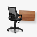 Small Wall Mounted iDesk &amp; Mesh Back Office Chair - Desert Walnut (IB76-1)