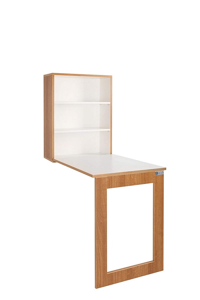 INVISIBLE BED Plywood Folding Multipurpose Study Table with Shelf (Dessert Walnut - 77cm x 59cm)