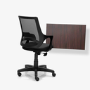 Small Wall Mounted iDesk &amp; Mesh Back Office Chair - Rich Walnut (IB76-2)