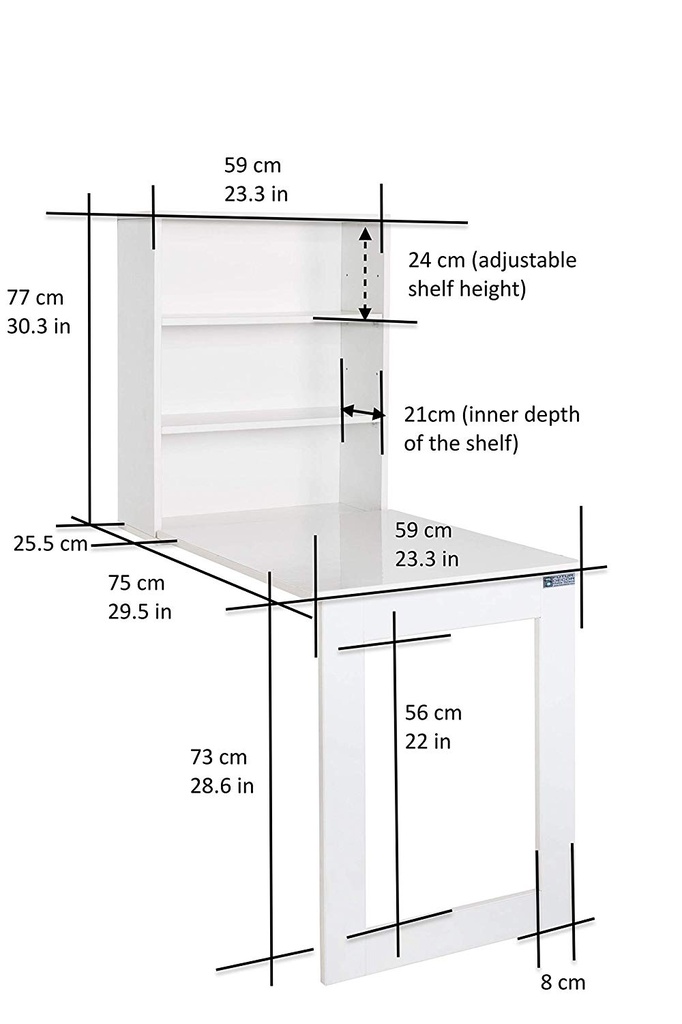 INVISIBLE BED Wall Mounted wall cabinet, foldable Plywood table for Home, Office in Beautiful White (Plywood)