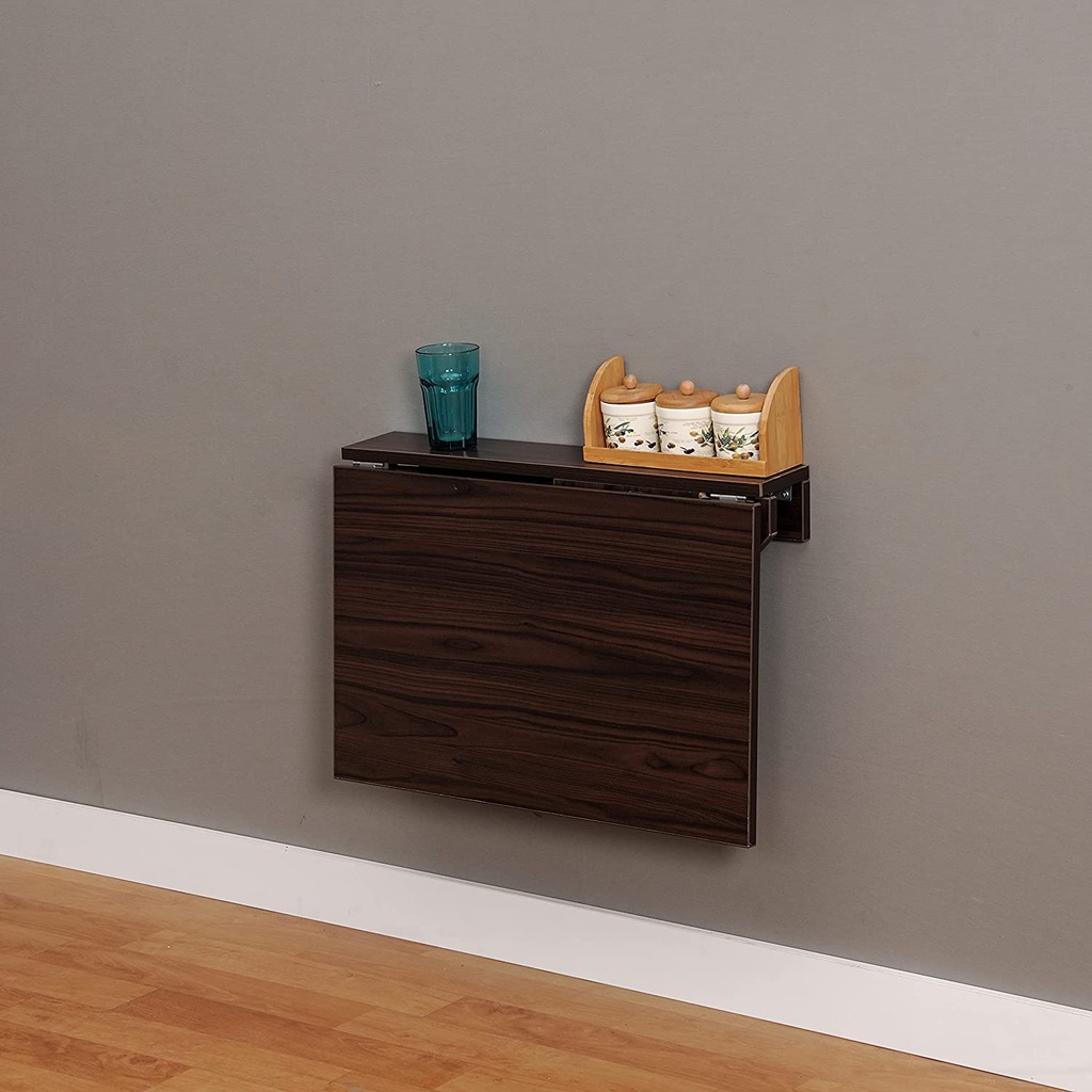 Wall Mounted iDesk with Ledge Dark Walnut