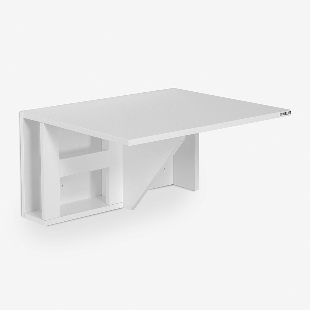 Wall Mounted iDesk with Ledge &amp; Storage - Glossy White