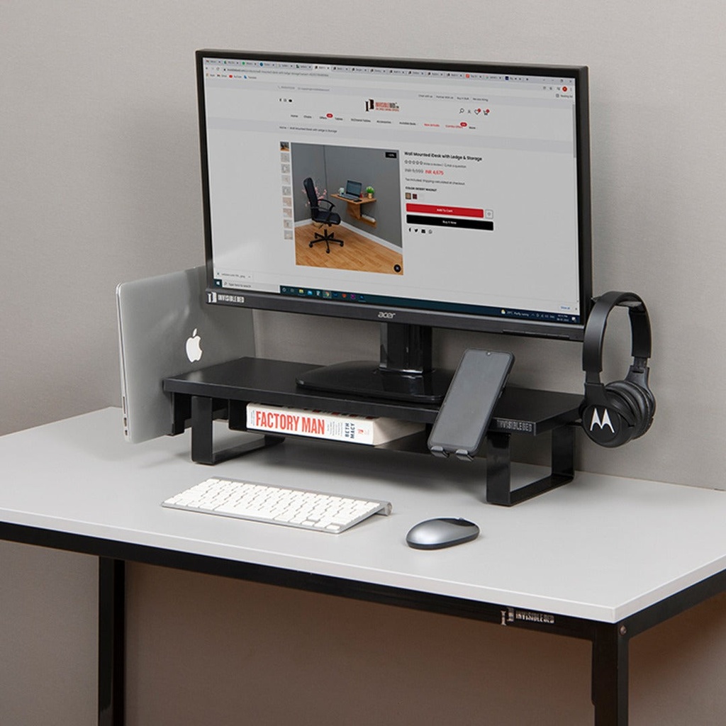 Monitor Riser Stand with Accessories Black