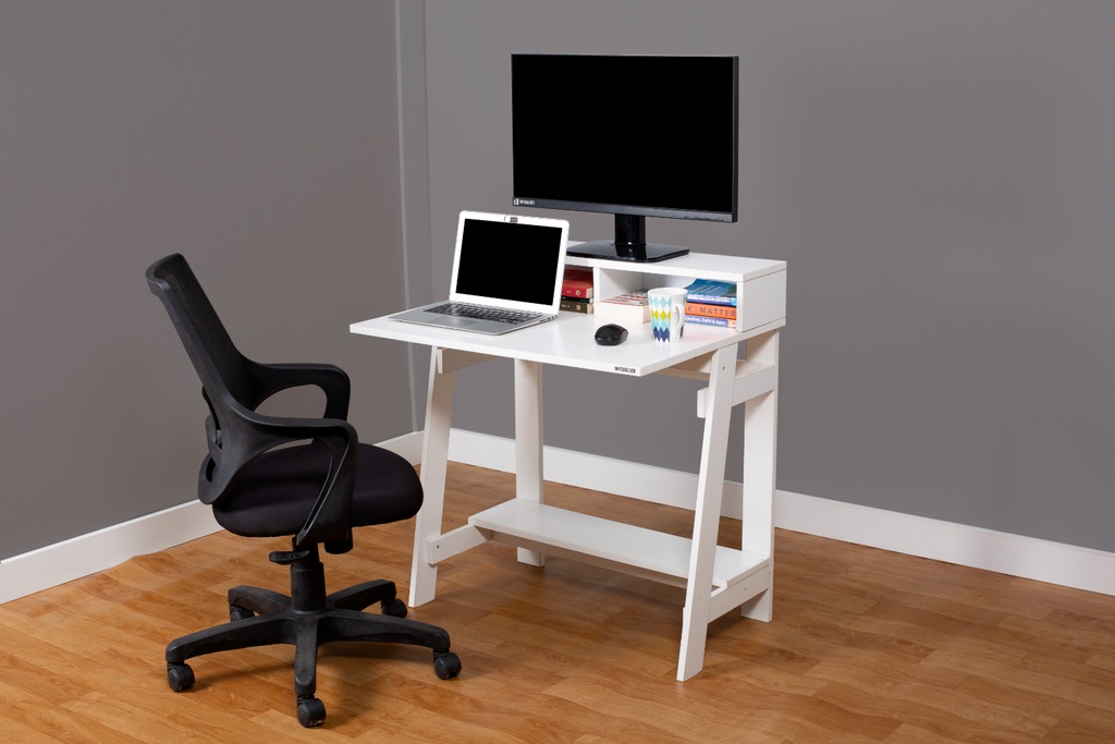 Table with Monitor Riser (Wool White)