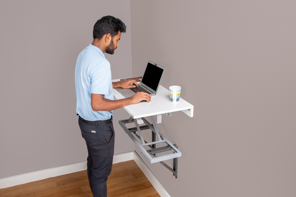 Scuti Wall Mounted Hydraulic Liftup Table Foldable - Glossy White