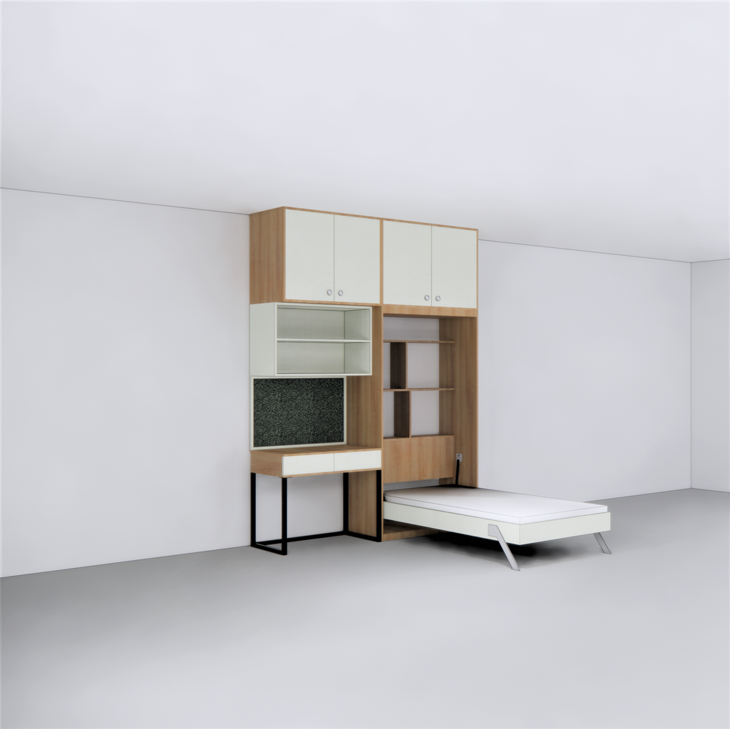 Single Vertical Bed with Storage and Loft