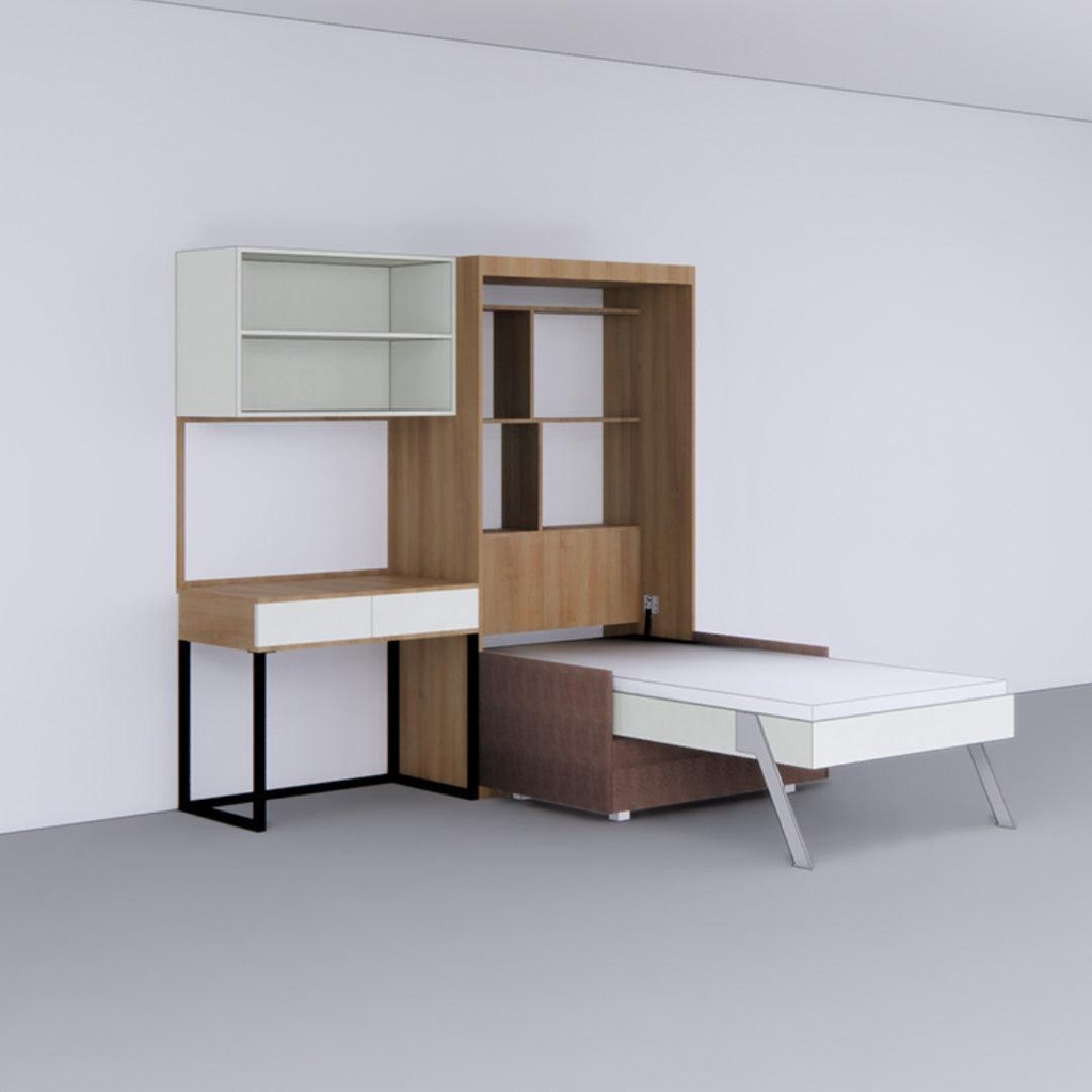 Single Vertical Bed with Sofa Storage &amp; Table with Storage