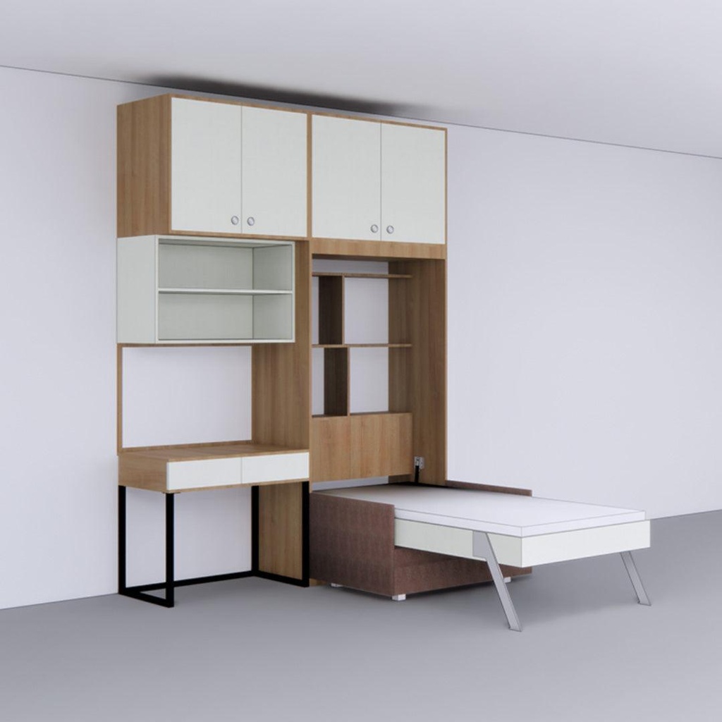 Single Vertical Bed with Sofa Storage, Loft &amp; Table with Storage