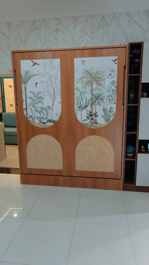 2100 Queen Bed with Ratten &amp; Wall Paper(Standard)