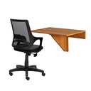 Wall Mounted iDesk with Ledge &amp; Mesh Back Office Chair - Desert Walnut