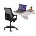 Wall Mounted iDesk with Ledge &amp; Mesh Back Office Chair - Glossy White