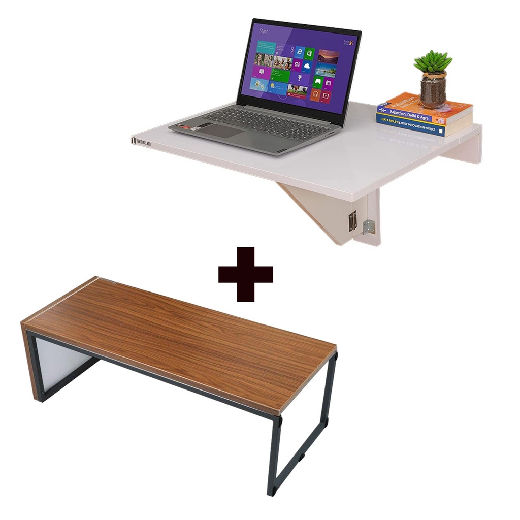 Wall Mounted iDesk with Ledge + Lapdesk - Glossy White