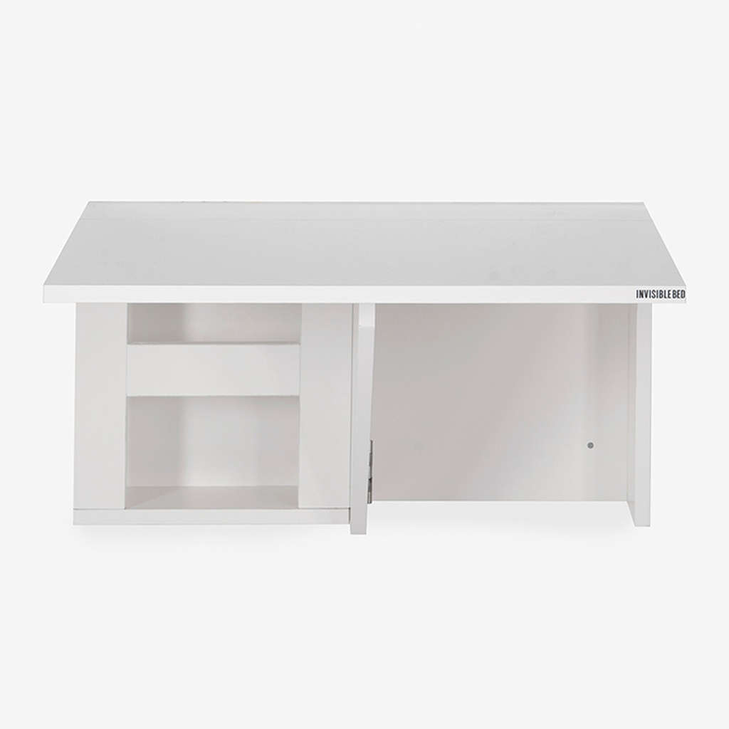 Wall Mounted iDesk with Ledge &amp; Storage - Glossy White