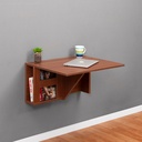 Wall Mounted iDesk with Ledge &amp; Storage - Desert Walnut