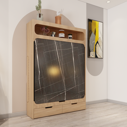 [dining-storage-4-black-marble] Bristo Dining Table with Chair Storage (4x4)