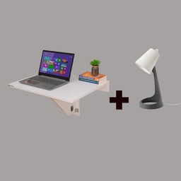 [IB77-3-GW] Wall Mounted iDesk with Ledge With Study Lamp - Glossy White